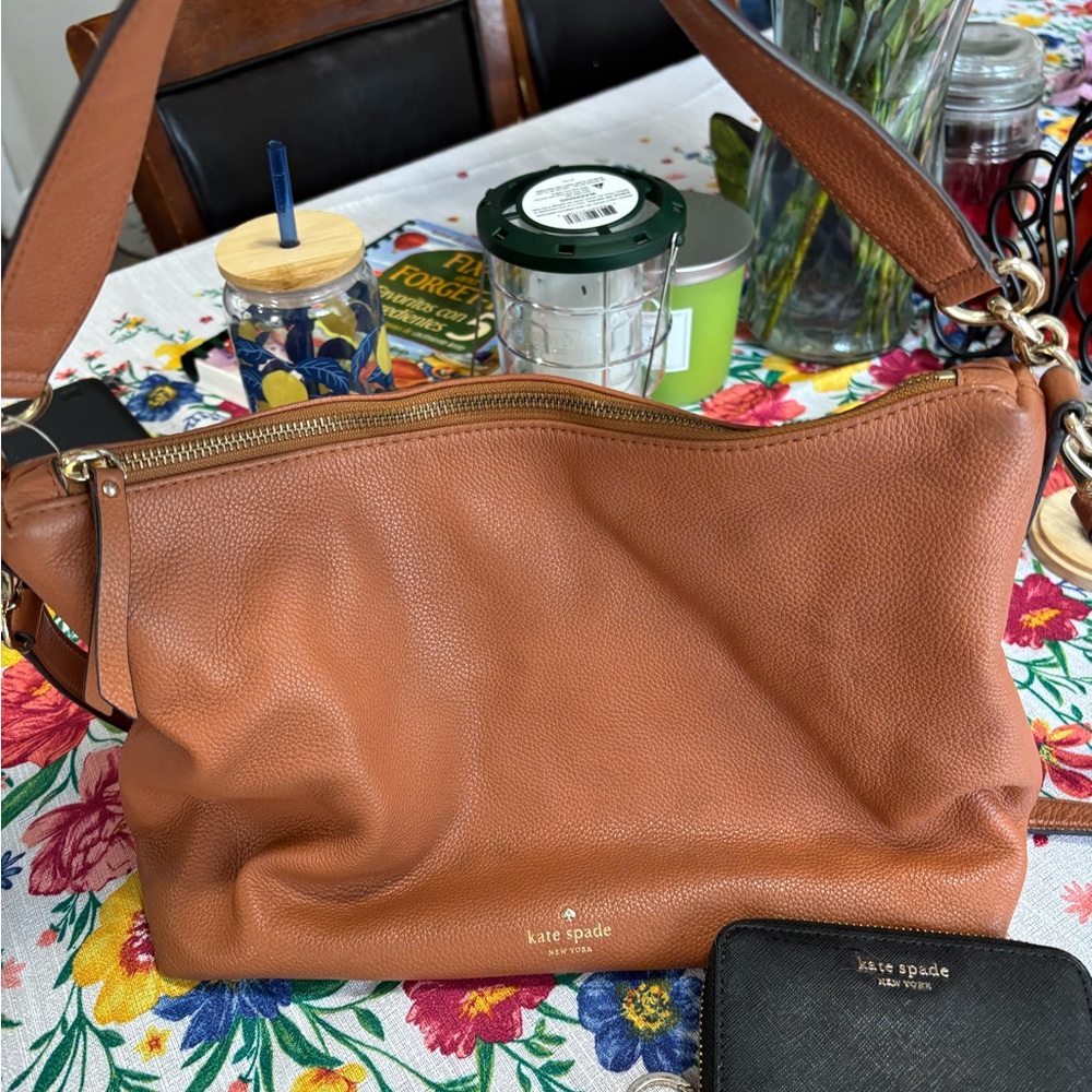 Kate Spade Brown Shoulder Bag with Relaxed Design , combo wallet and the purse